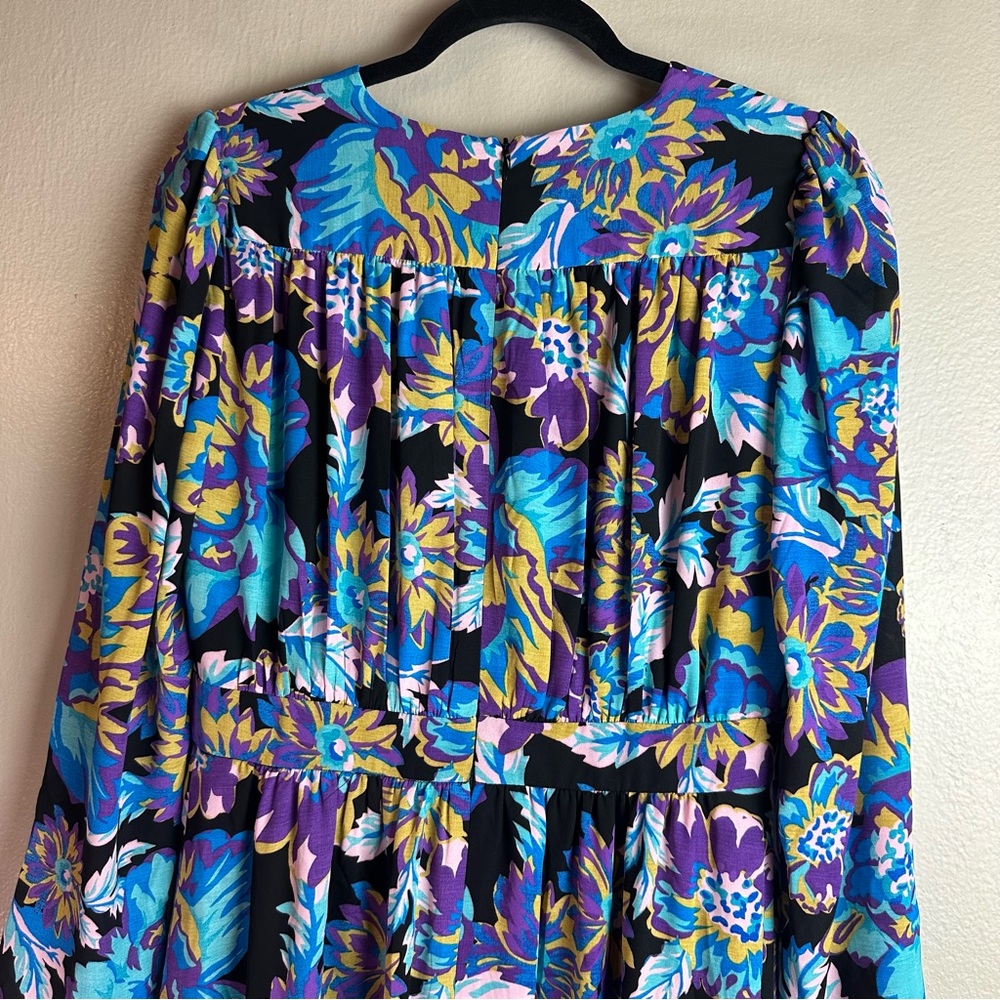 Donna Morgan Floral Long Sleeve V-Neck Maxi Sz 8 - Picture 4 of 9